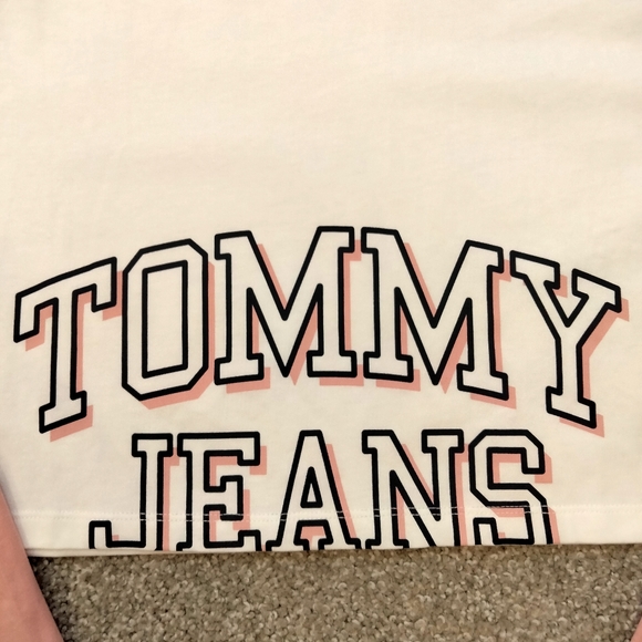 NWT Sz S Tommy Jeans Pink LS Crop Top - Picture 6 of 9